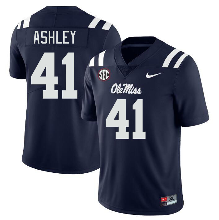 Ole Miss Rebels #41 John Ross Ashley College Football Jerseys Stitched Sale-Navy